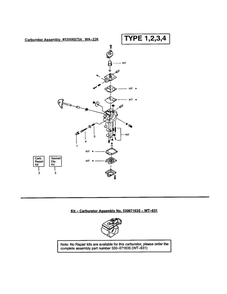 Carburetor Diagram and Parts List for FEATHERLITE SST 25HO Type 3 Weed Eater Trimmer